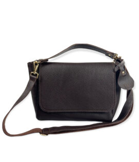Handcrafted dark brown leather postina bag