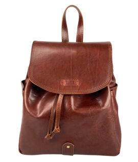 Handcrafted brown leather backpack