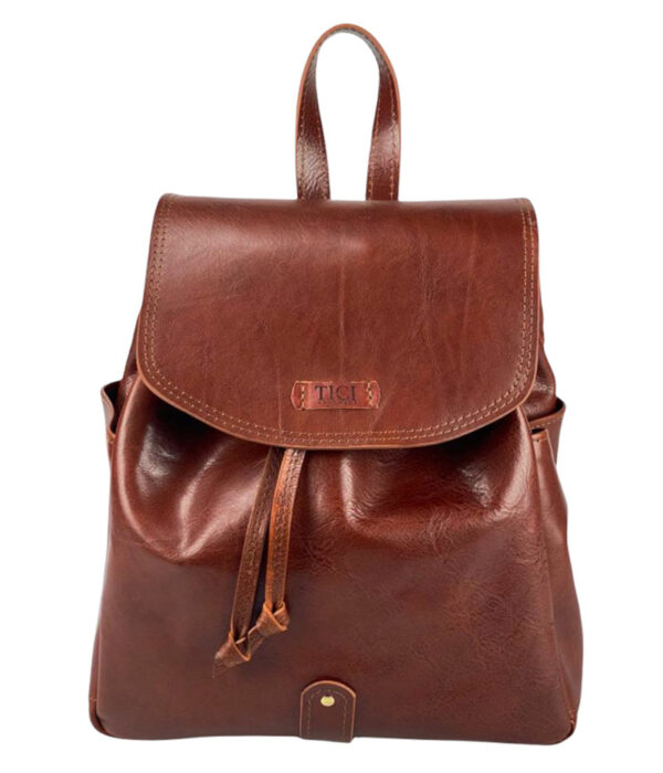 Handcrafted brown leather backpack