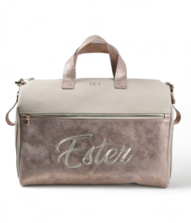 Mommy Bag Rosa e Panna - Nome ricamato