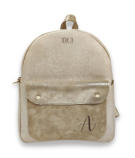 Cream Women's Backpack - Personalized backpack with initial