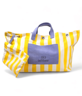 Personalized Beach Bag - Yellow and White Beach Bag