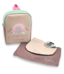 Rainbow Snack Kit - Backpack with Bib and Placemat with Name