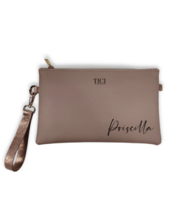 Pink Faux Leather Clutch Bag - Women's personalized clutch bag