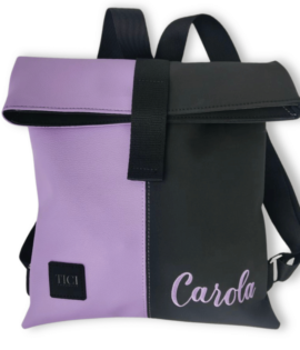 Customizable Women's Backpack - Black and Lilac Backpack