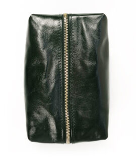 Beauty Case artigianale in pelle nera