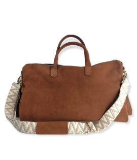 Borsa mamma shopping bag in suede biscotto artigianale