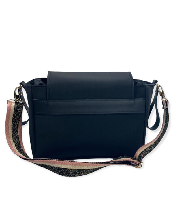 Borsa Passeggino tecnico nero con cuore strass e tracolla