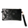Pochette Uomo donna in pelle nera artigianale