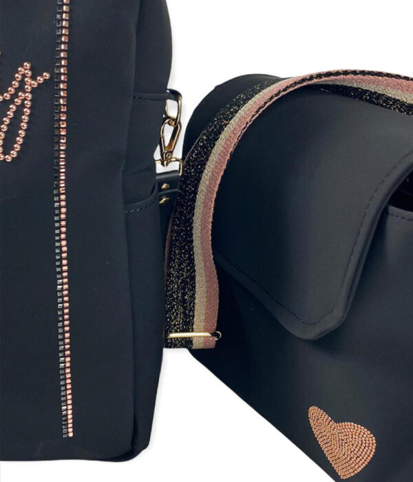 Stroller Case tecnico nero cuore strass