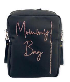 Mommy Bag neoprene backpack black rhinestone personalized
