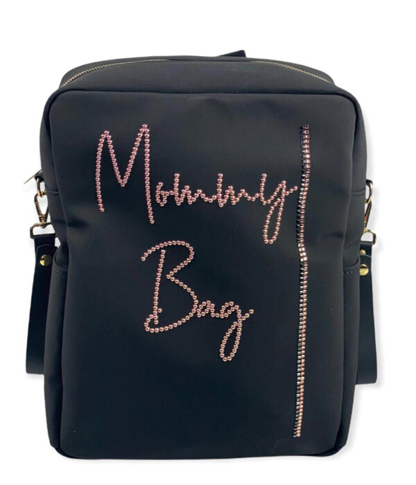 Mommy Bag neoprene backpack black rhinestone personalized