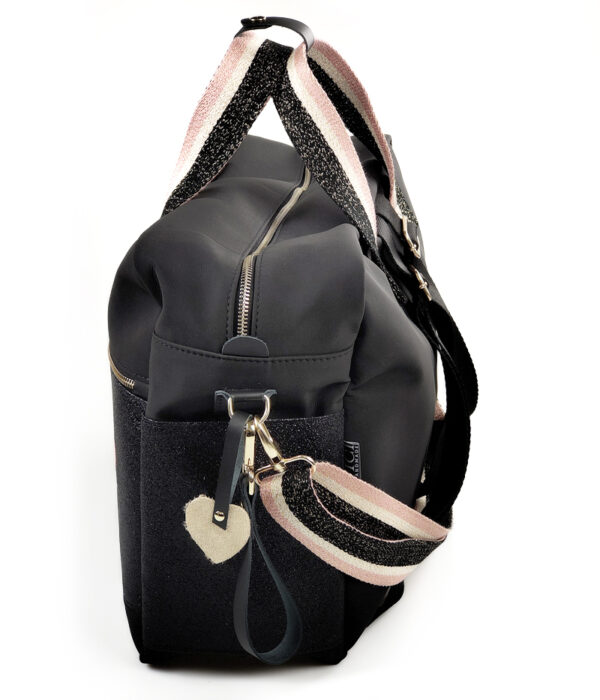 Borsa mamma ospedale personalizzata nero glitter e rosa