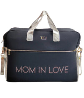 Mommy Bag modello Asia - Borsa Passeggino Nera con Nome