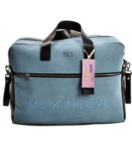 Mommy Bag modello Asia - Borsa Passeggino Celeste con Nome