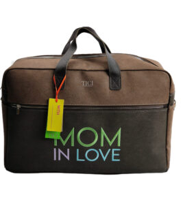 Borsa Passeggino Marrone - Scritta multicolor Mom In Love
