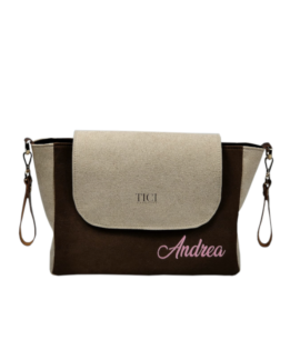 Borsa Mamma - Stroller Case Marrone e Avana testo: Andrea