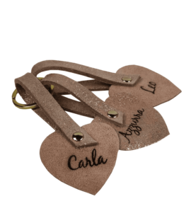 Portachiavi Personalizzato - Cuori suede Rosa