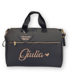 Borsa Cambio ricamata - Neoprene nero