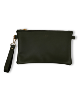 Men's/Women's Clutch Bag - Dark Green Leather Clutch Bag