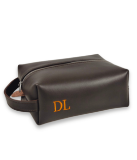 Pochette Pelle Marrone - Iniziali ricamate