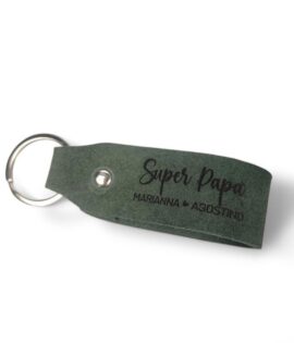 Portachiavi in Pelle Scamosciata Verde - Idea Regalo