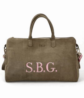 Borsa per Passeggino in Pelle Scamosciata - Bag Weekend ricamata
