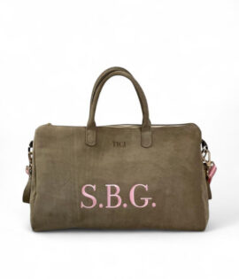 Borsa per Passeggino in Pelle Scamosciata - Bag Weekend ricamata