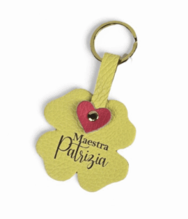 Portachiavi con Quadrifoglio - Portachiavi in Pelle Personalizzato